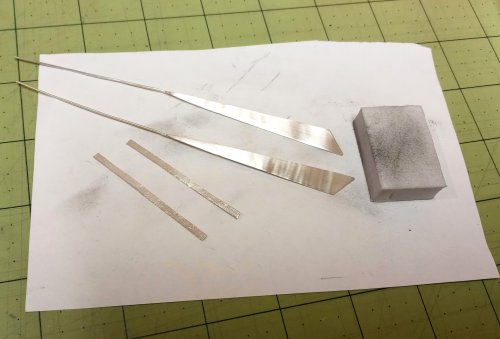 Judy Larson's Designer Stick Earrings Remodel - , Contemporary Wire Jewelry, Cutting, Cutting Tool, Cutters, Butane Torch, Soldering, Solder, sanding, filing, polishing, Lightly sand and clean the top of the earring drops 